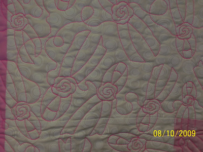 Detail of Pink Ribbon Charity lap quilt